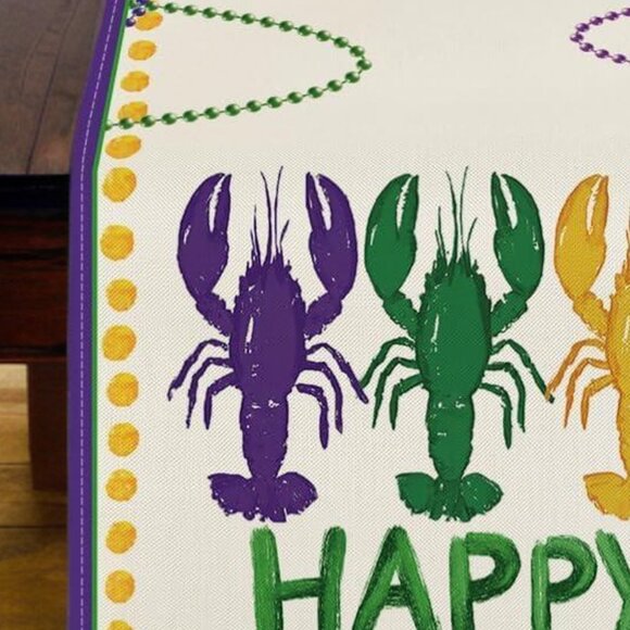 Mardi Gras Table Runner Crawfish Decor Cottage Dining Long Decorative Cloth 108" - Picture 3 of 8
